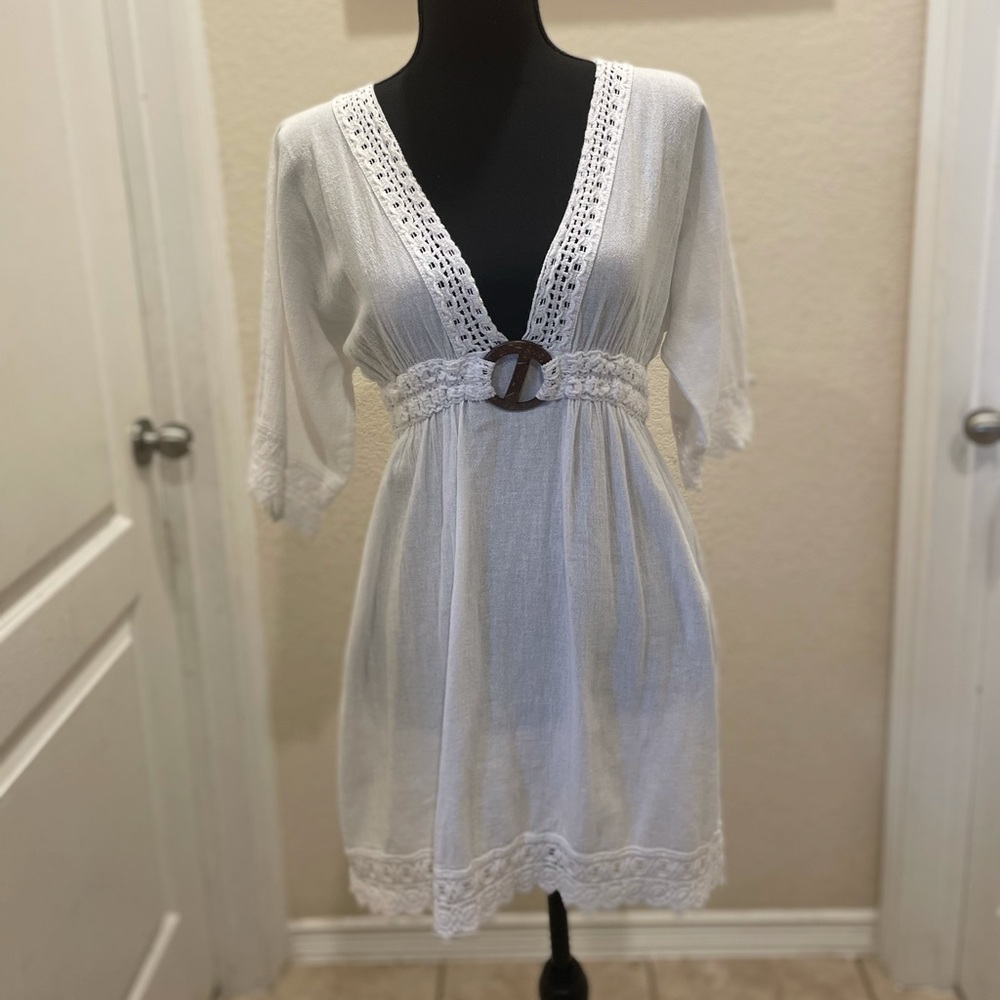 Cotton Natural White Fitted Dress